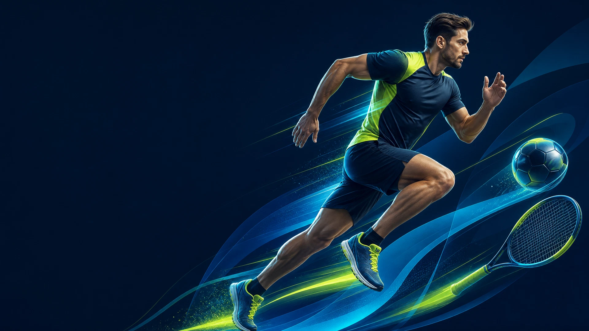 Dynamiczna ilustracja biegacza i sprzętu sportowego
